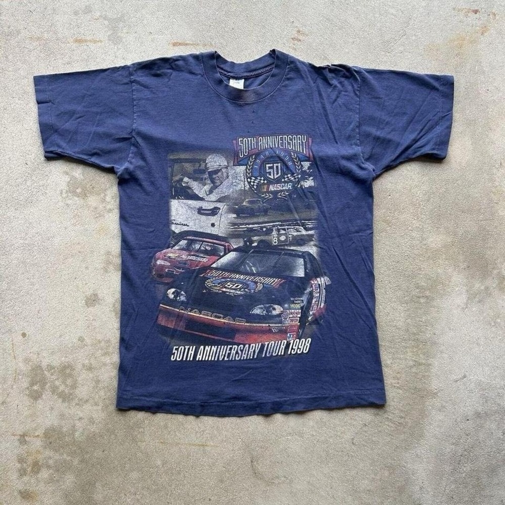 Vintage 90s 50th‎ Anniversary Tour Shirt Blue Nascar Winston Cup Racing